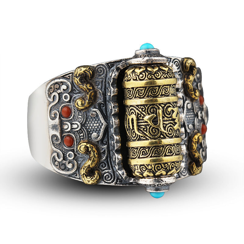 Om Mani Padme Hum Silver Ring – Protection & Inner Peace | Zen Ara Grove