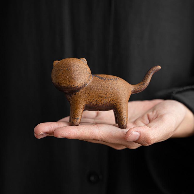 Mini Standing Cat Feng Shui Frog Toad Tea Pet Ceramic Home Desk Figurine Decoration | Zen Ara Grove