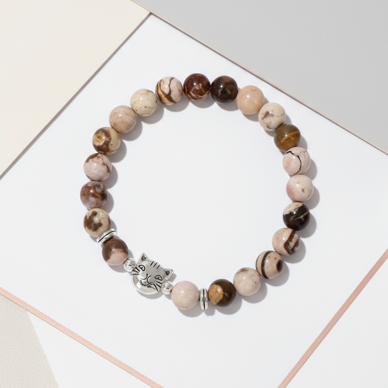 Calico Cat Zebra Stone Power Bracelet | Zen Ara Grove