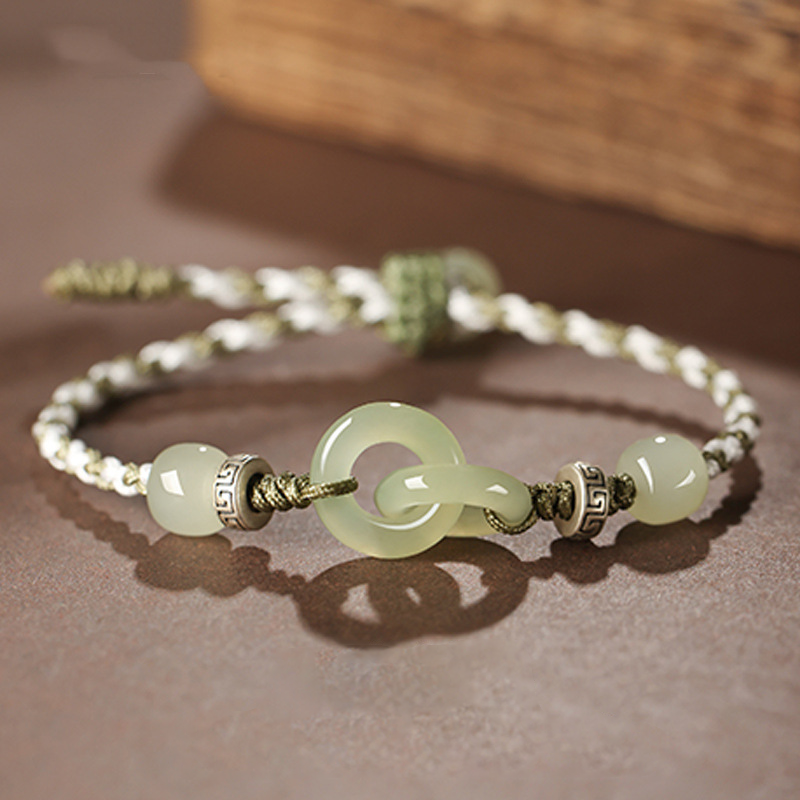 Zen Hetian Jade Double Peace Buckle Bracelet – Eternal Bond | Zen Ara Grove