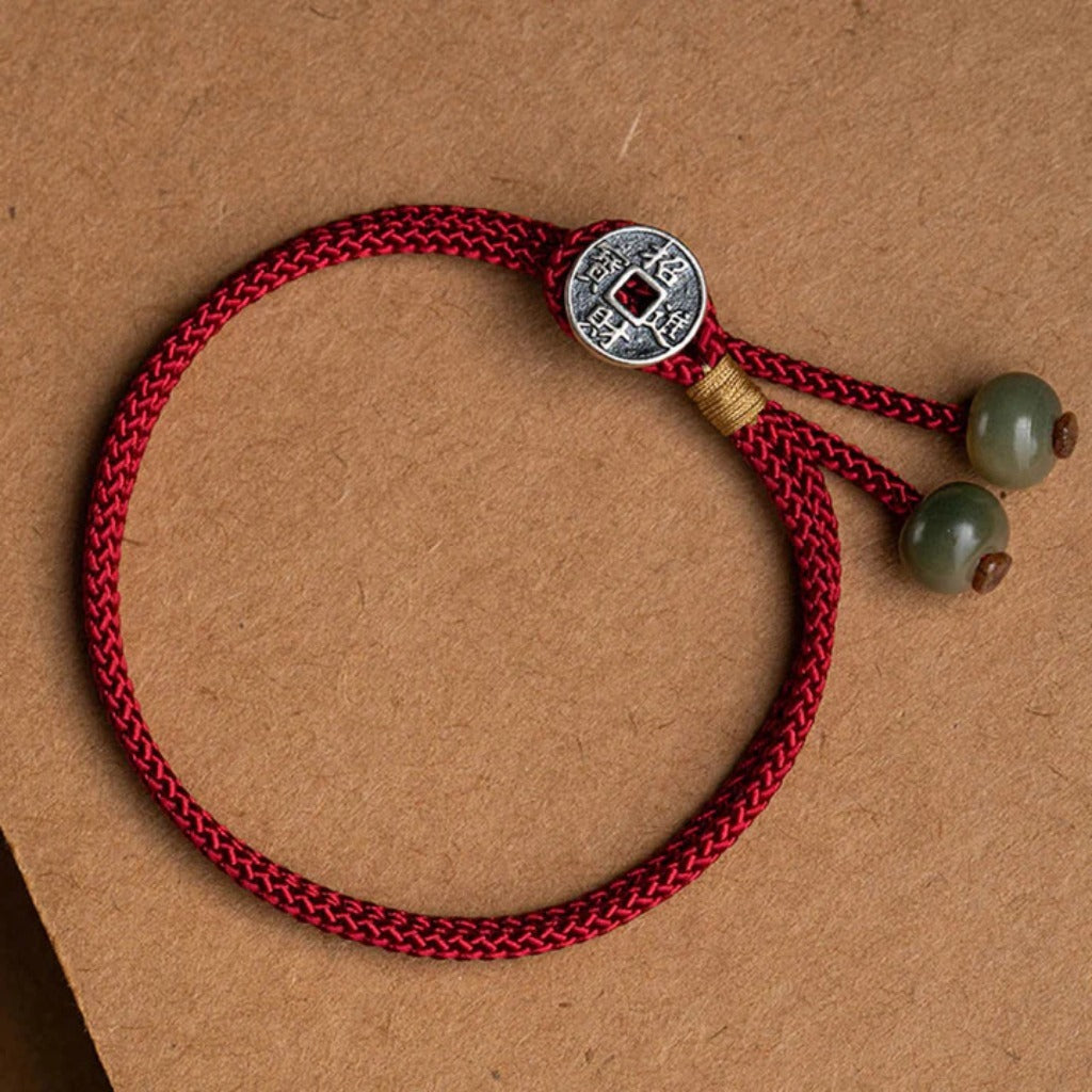 LIMITED TIME OFFER | Handmade Red Rope Bracelet with Green Bodhi Bead – Twelve Zodiac Buddha for Protection | Zen Ara Grove