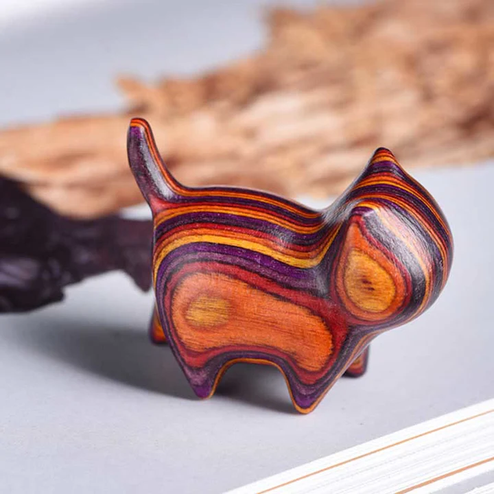 Mini Cat Kitten Colorful Wooden Cute Pet Decoration | Zen Ara Grove
