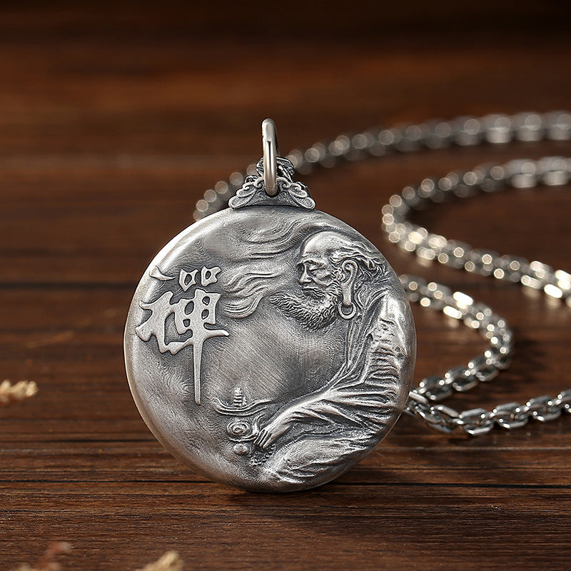 Bodhidharma Pendant – Zen Enlightenment Amulet in Sterling Silver | Zen Ara Grove