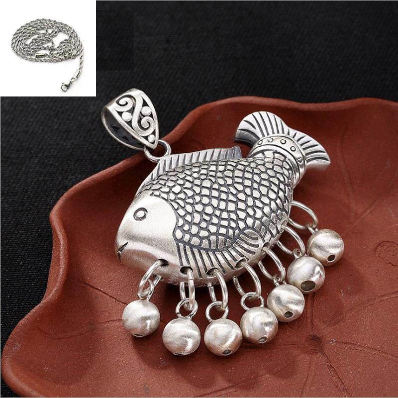 Lucky Koi Silver Tassel Pendant – Flow of Fortune | Zen Ara Grove