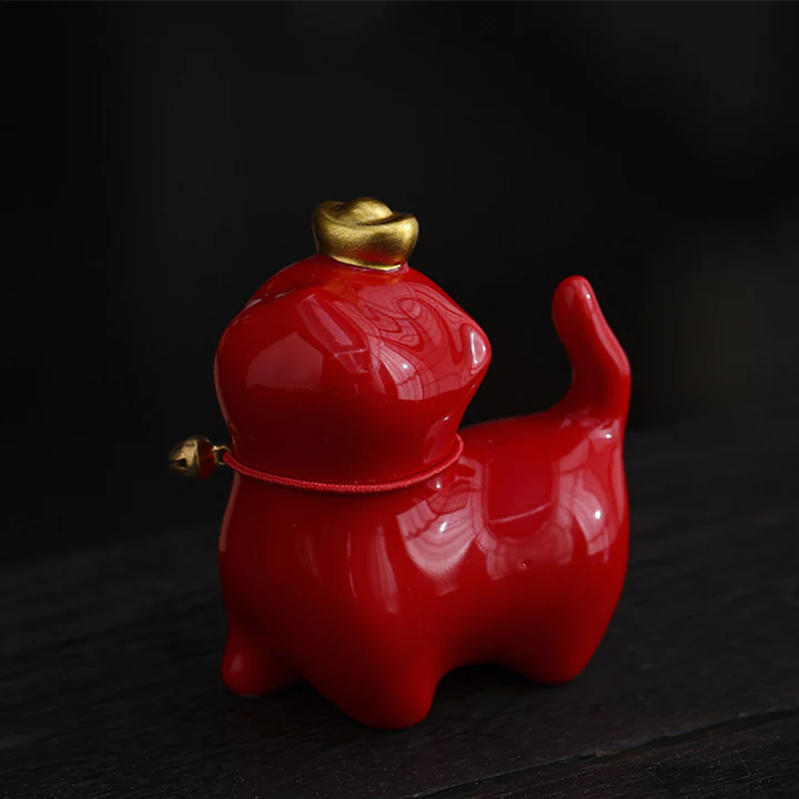 Mini Lucky Cat Ingot Tea Pet Ceramic Home Desk Figurine Decoration | Zen Ara Grove