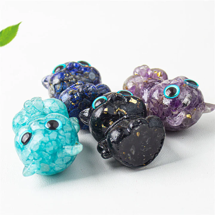 Cute Cat Lazurite Amethyst Black Obsidian Aquamarine Crystal Resin Positive Home Decoration | Zen Ara Grove