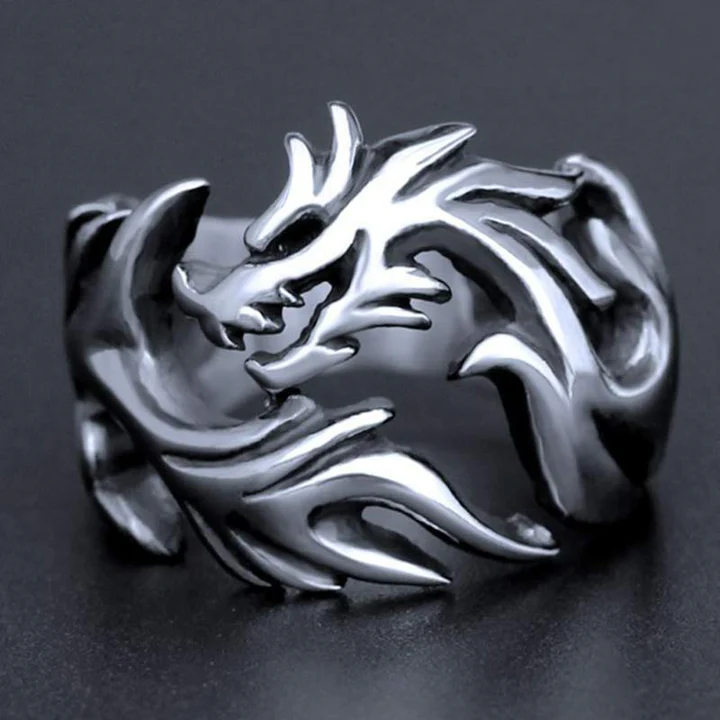 Vintage Dragon Ring – Power in Timeless Steel | Zen Ara Grove