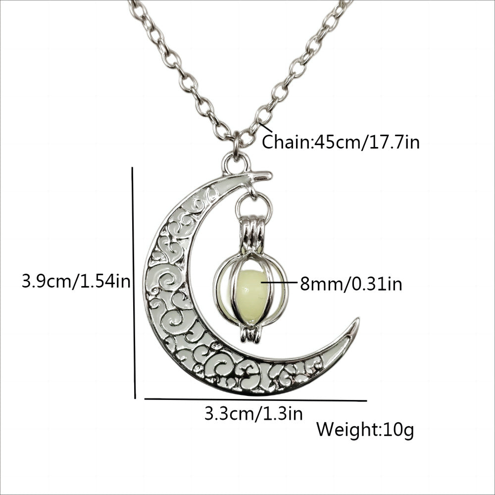 Glow-in-the-Dark Moon & Pumpkin Pendant – Zen Halloween Charm | Zen Ara Grove