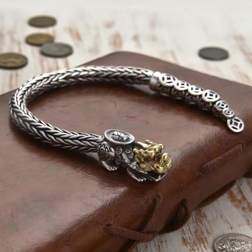 Vintage Copper Coin Pixiu Bracelet – Men’s Talisman of Fortune & Strength | Zen Ara Grove