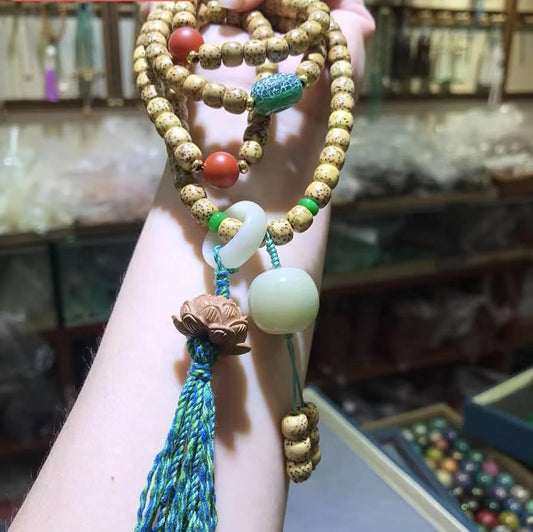Natural Golden Seed Star-Moon Bodhi Bead Bracele