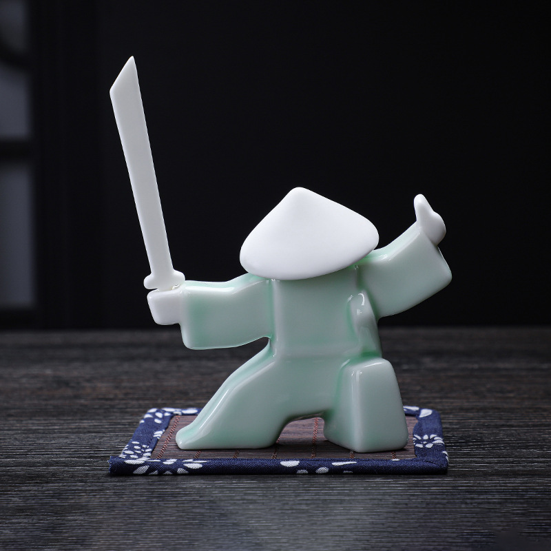 Kung Fu Zen Ceramic Incense Holder – Martial Artist Duel Figurine | Zen Ara Grove