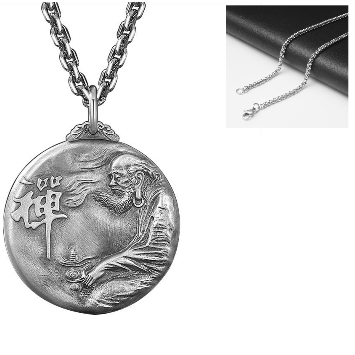 Bodhidharma Pendant – Zen Enlightenment Amulet in Sterling Silver | Zen Ara Grove