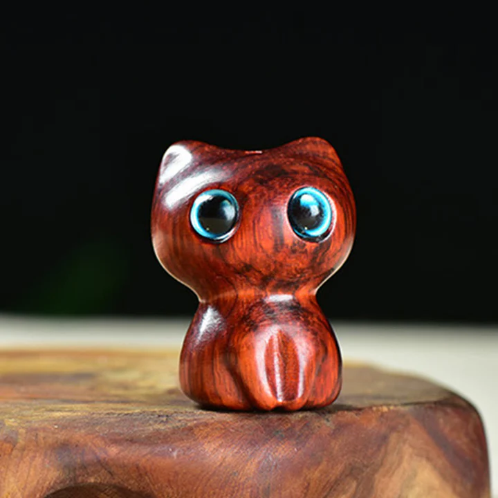 Ebony Wood Small Leaf Red Sandalwood Cute Cat Animals Calm Decoration | Zen Ara Grove
