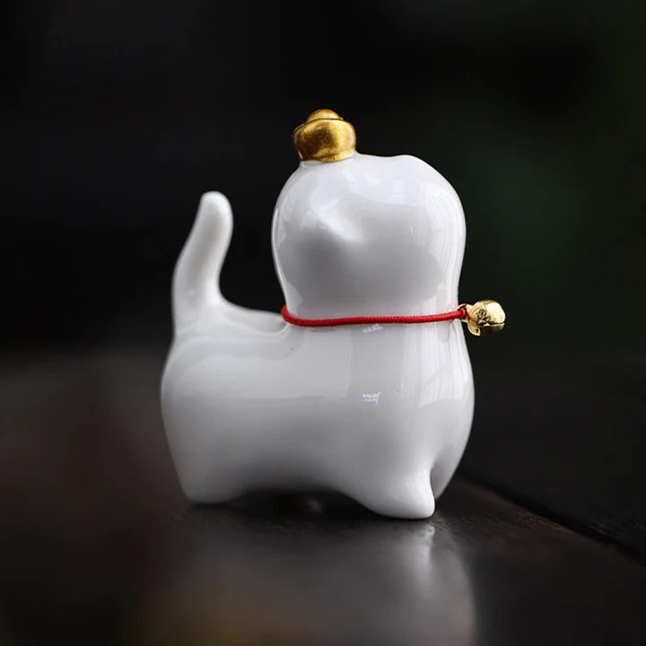 Mini Lucky Cat Ingot Tea Pet Ceramic Home Desk Figurine Decoration | Zen Ara Grove