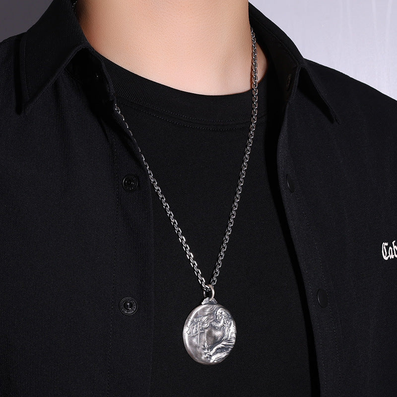 Bodhidharma Pendant – Zen Enlightenment Amulet in Sterling Silver | Zen Ara Grove