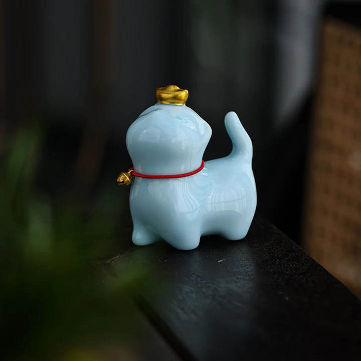 Mini Lucky Cat Ingot Tea Pet Ceramic Home Desk Figurine Decoration | Zen Ara Grove