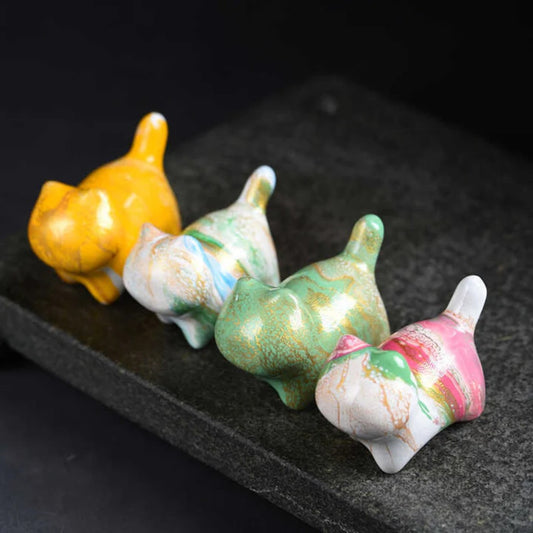 Mini Lovely Cat Ebony Wood Lacquer Craft Peace Decoration | Zen Ara Grove