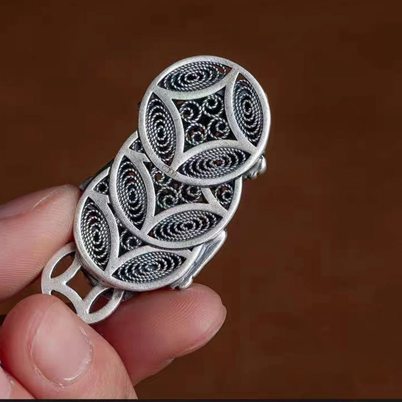 Pixiu Wealth-Attracting Keychain with Gem-Encrusted Silver