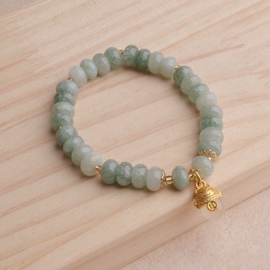 Strawberry Quartz Cyan Jade Lucky Cat Beads Healing Bracelet | Zen Ara Grove