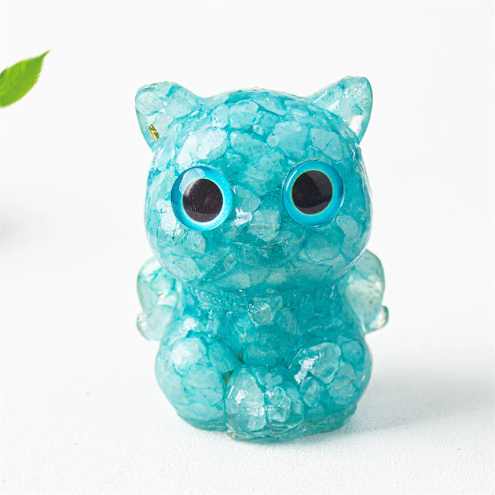 Cute Cat Lazurite Amethyst Black Obsidian Aquamarine Crystal Resin Positive Home Decoration | Zen Ara Grove