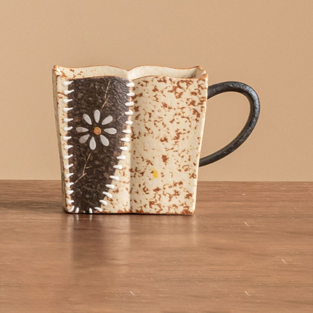 Blue & White Daisy Square Coffee Cup | Zen Ara Grove