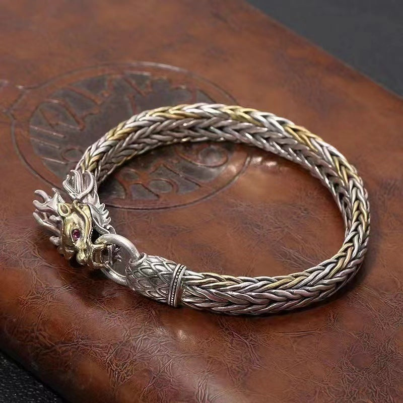 Handcrafted Dragon Head Bracelet in Thai Silver Fusion | Zen Ara Grove