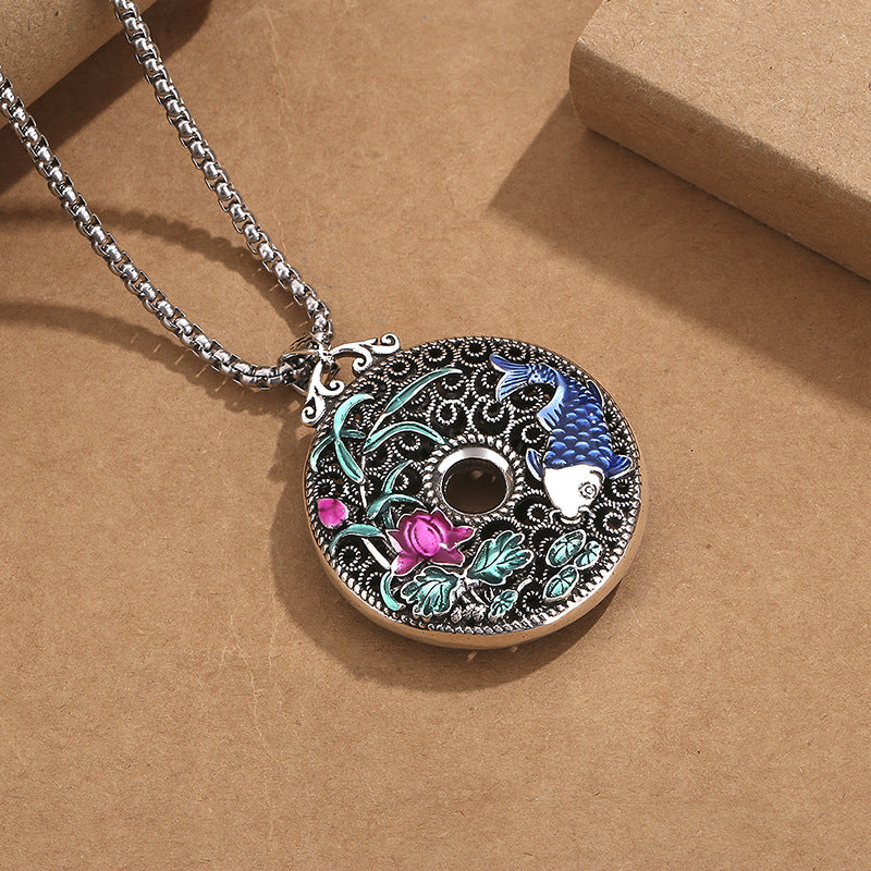 Hollow Lotus & Koi Pendant Necklace | Zen Ara Grove