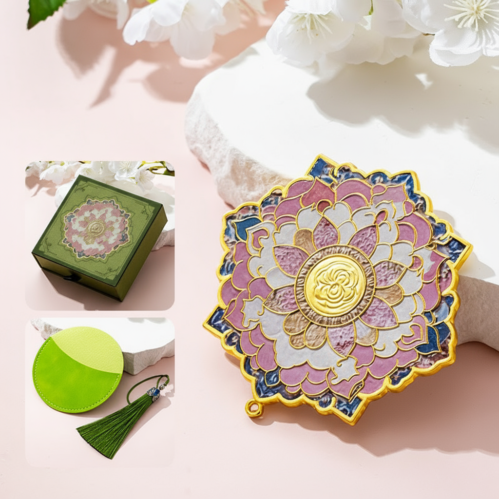 Portable Embossed Caisson Hand Mirror | Zen Ara Grove