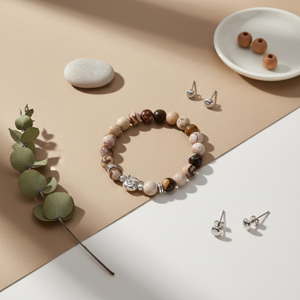 Calico Cat Zebra Stone Power Bracelet | Zen Ara Grove
