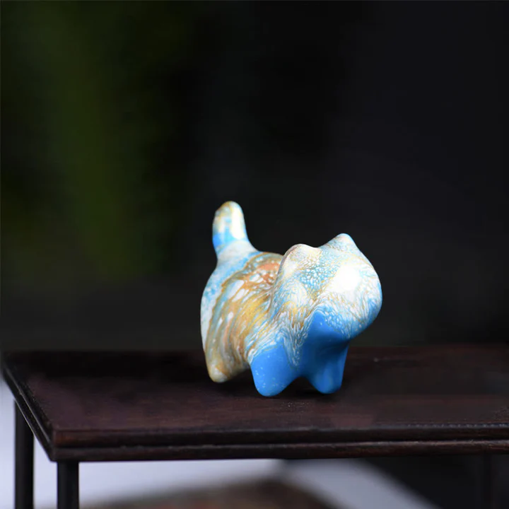 Mini Lovely Cat Ebony Wood Lacquer Craft Peace Decoration  | Zen Ara Grove