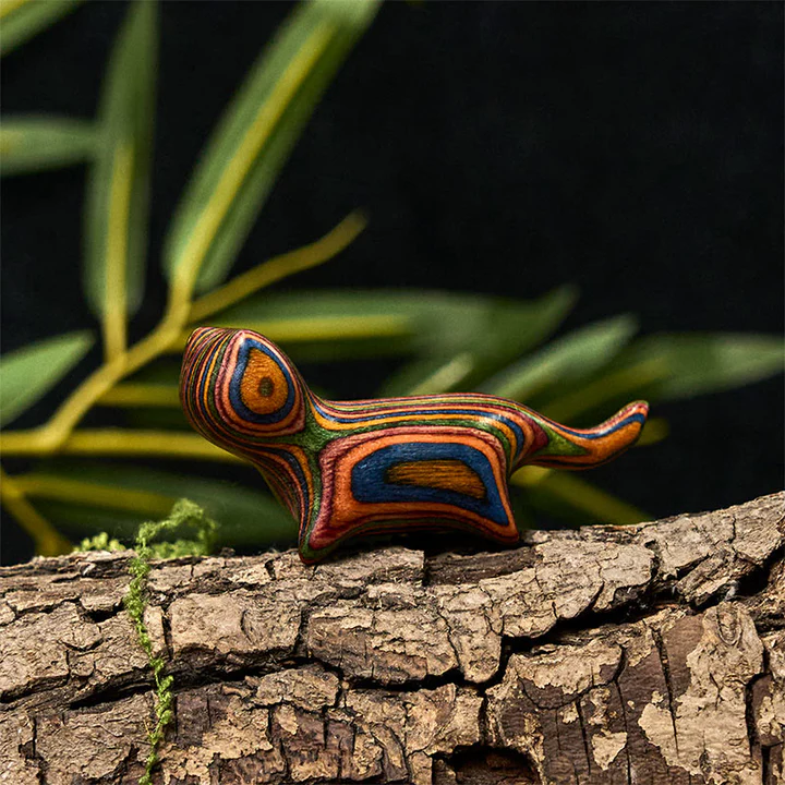 Mini Rainbow Eucalyptus Walking Cat Carved Reduce Stress Decoration | Zen Ara Grove