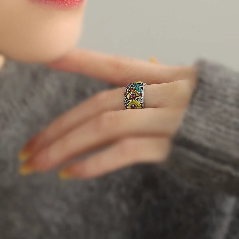 Elegant Antique Style Chrysanthemum Ring | Zen Ara Grove