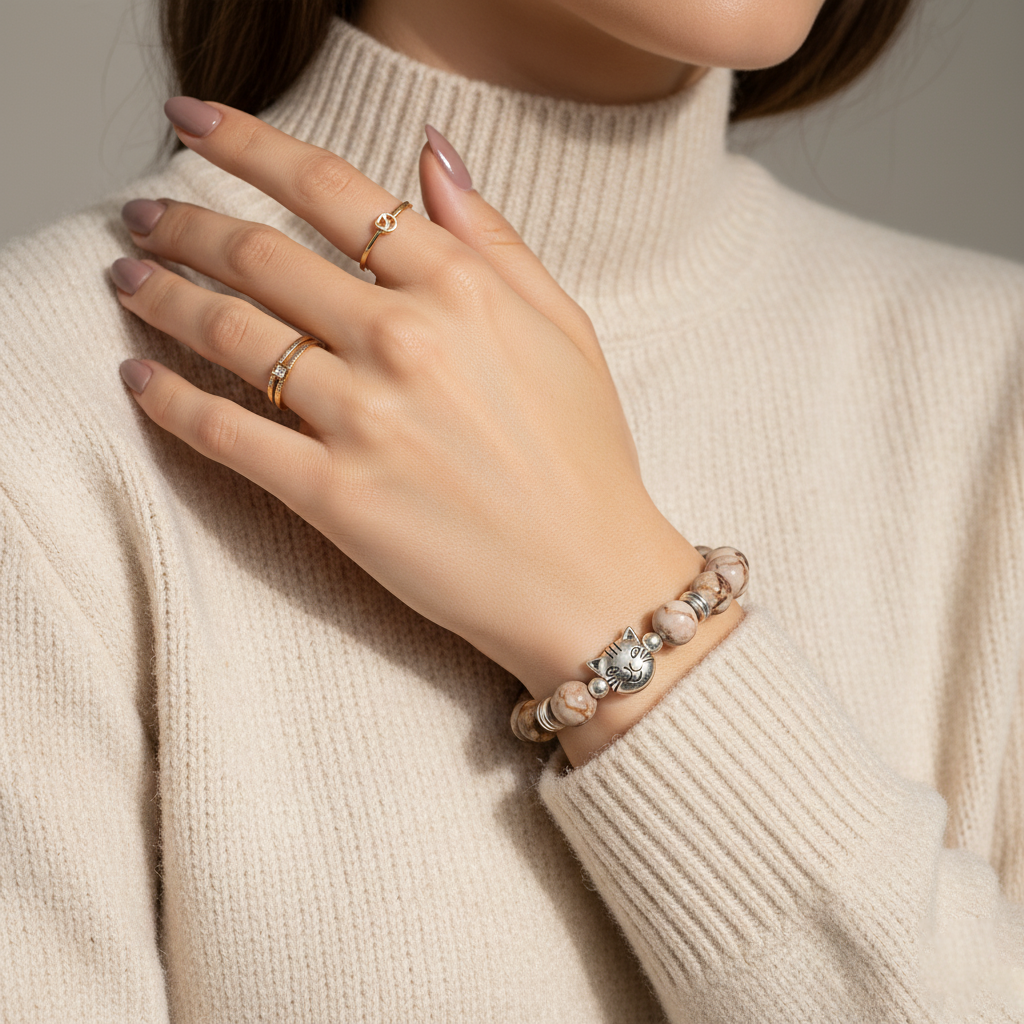 Calico Cat Zebra Stone Power Bracelet | Zen Ara Grove