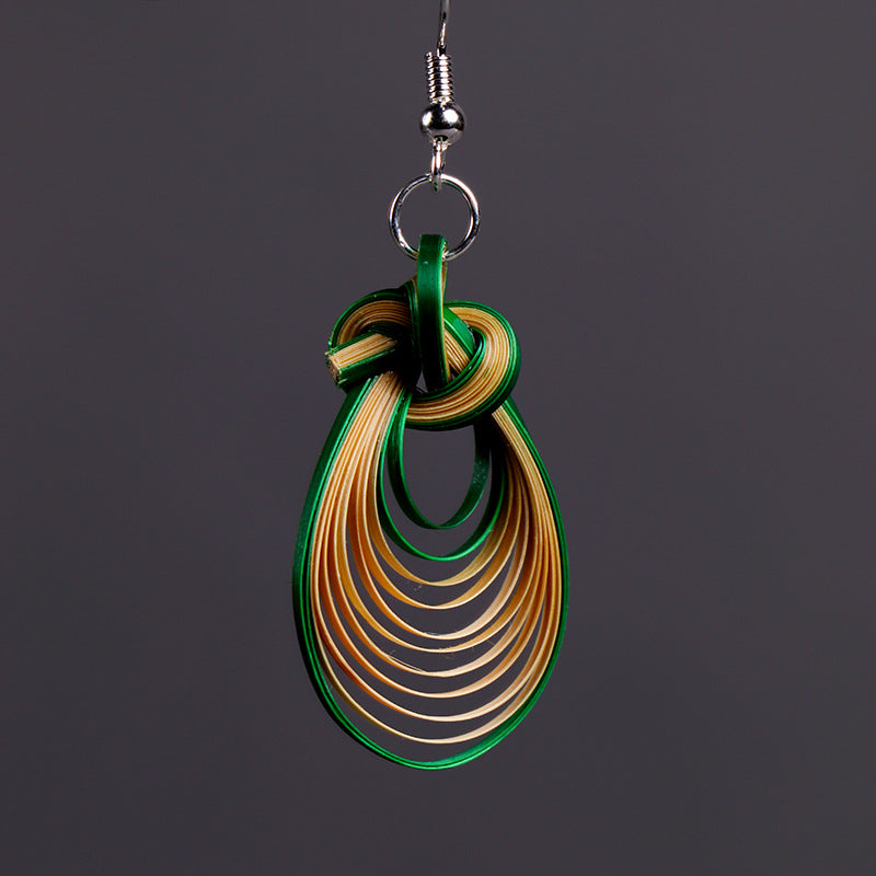 Handwoven Bamboo Leaf Drop Earrings