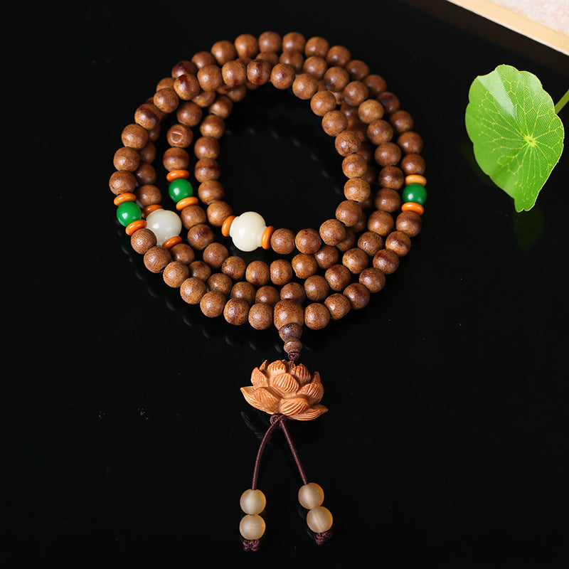 Agarwood Lotus Mala · Sacred Scented Prayer Beads