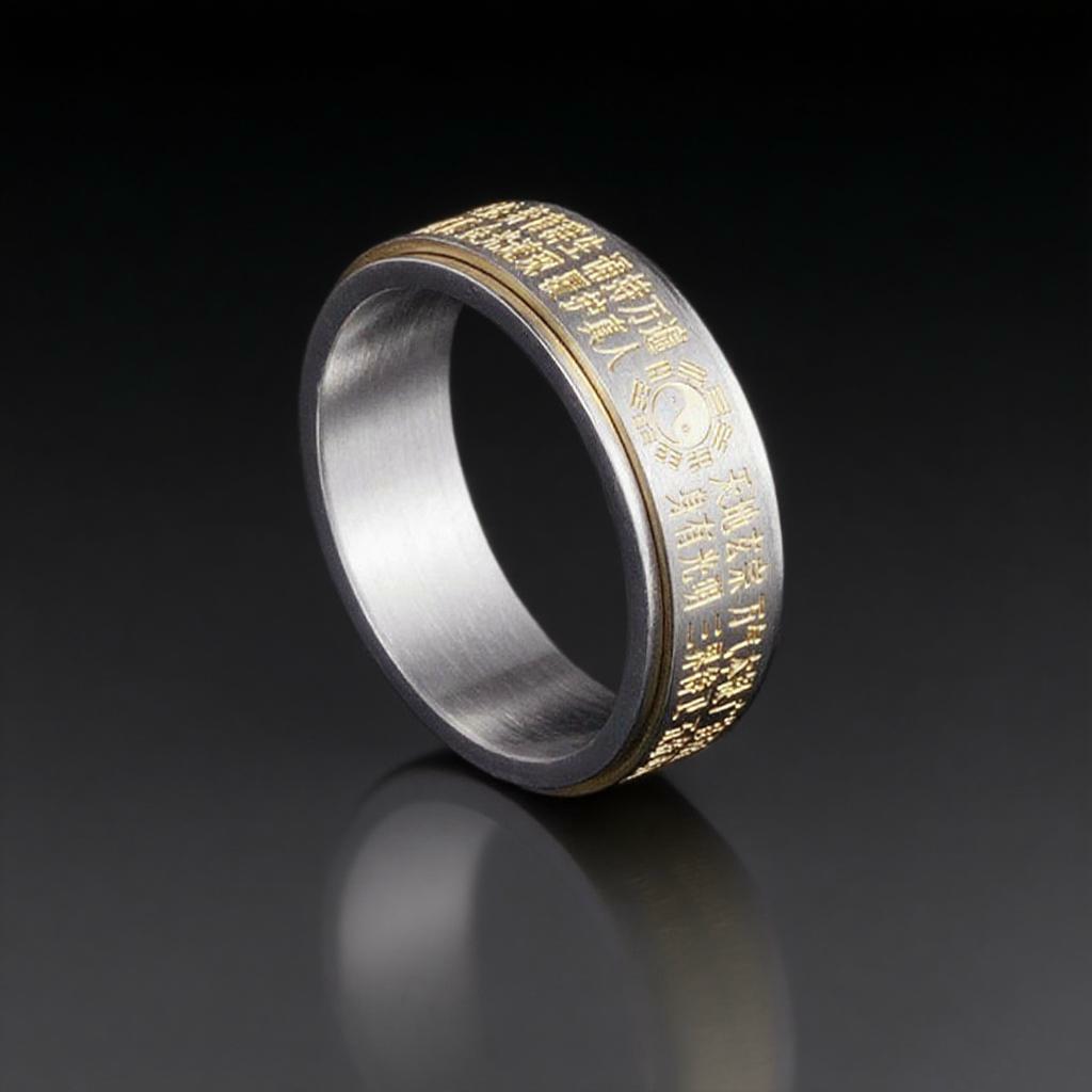 Yin Yang Bagua Ring – Engraved with Eight Sacred Mantras for Protection  | Zen Ara Grove