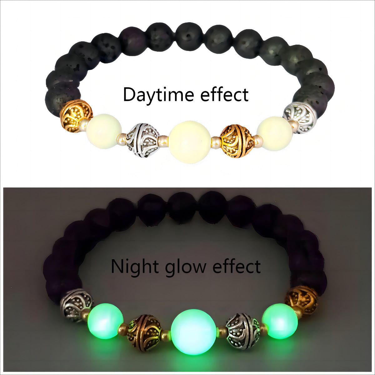 Glow-in-the-Dark Lava Stone Bead Bracelet | Zen Ara Grove