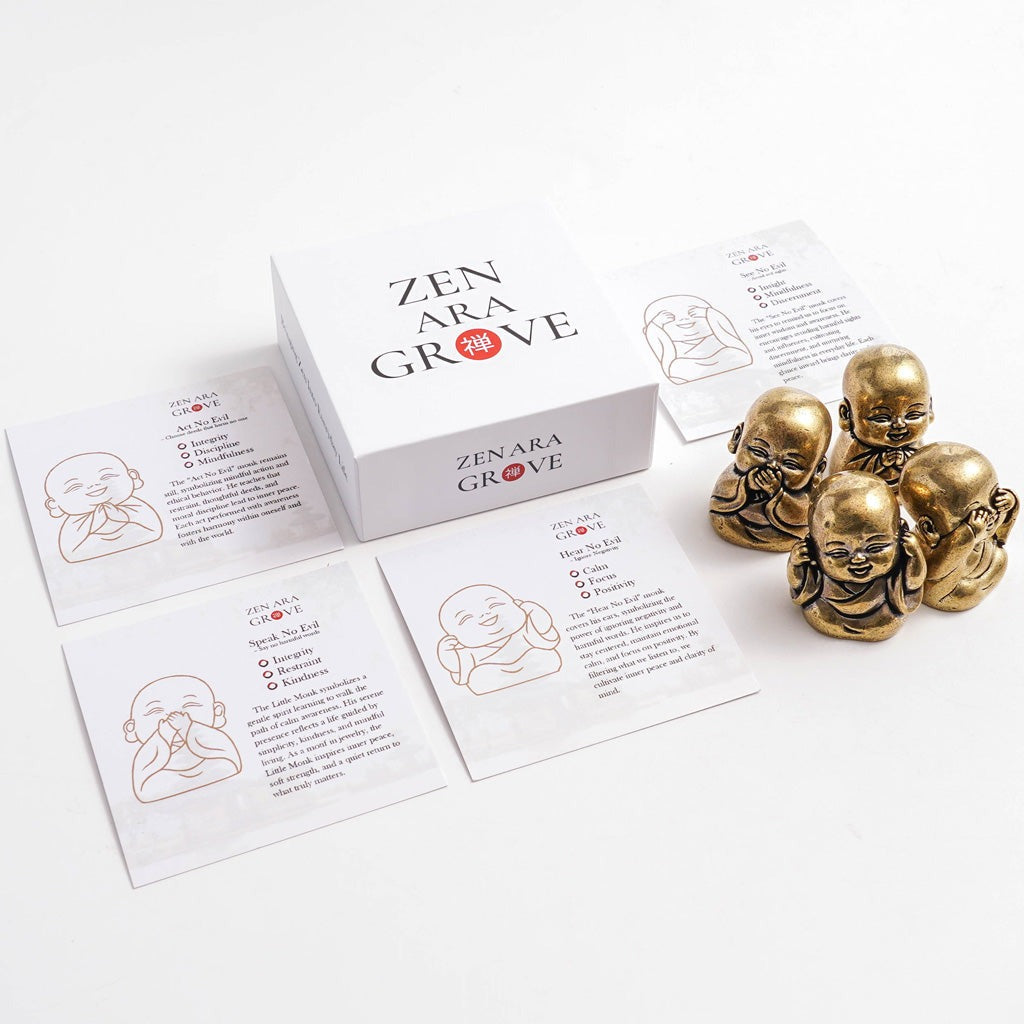 🎁 Solid Brass "The Meaning Behind the Pose of the Monks" — Meaning Card Set | Zen Ara Grove (Discount)
