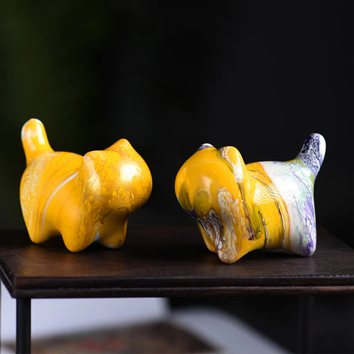 Mini Lovely Cat Ebony Wood Lacquer Craft Peace Decoration  | Zen Ara Grove
