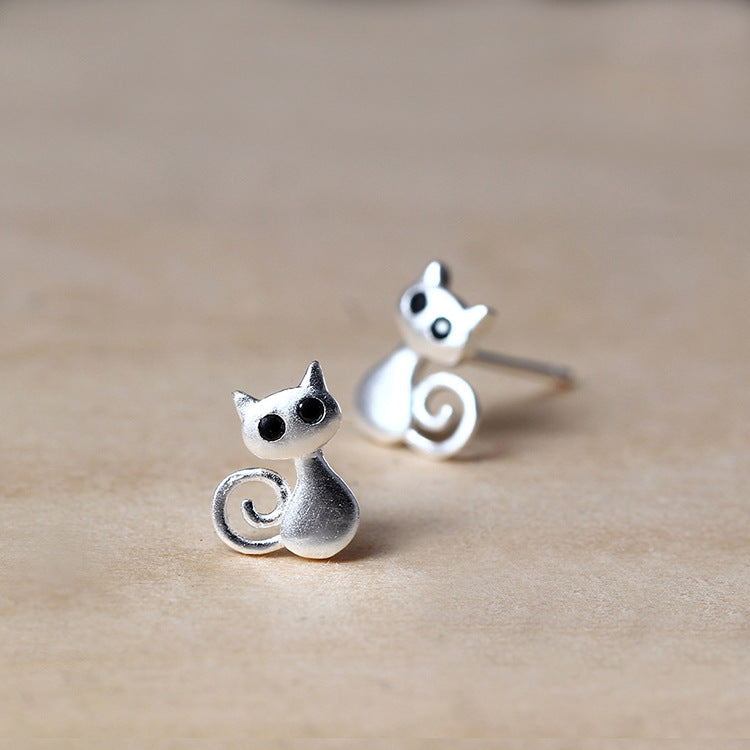 925 Sterling Silver Posts Cute Cat Kitten Blessing Stud Earrings | Zen Ara Grove