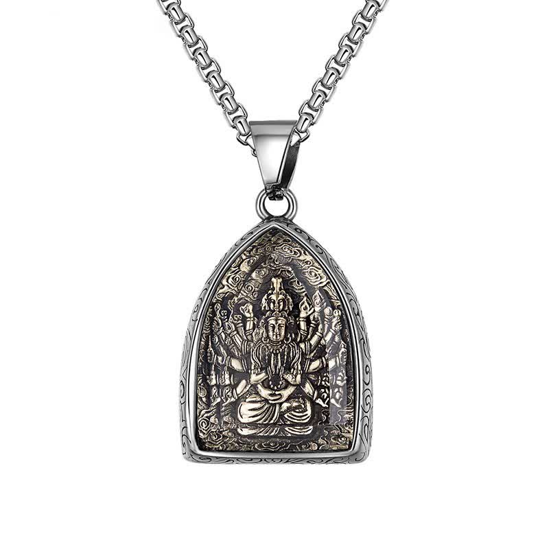 Titanium Steel Eight Buddhas Pendant|Protection & Wisdom On-the-Go
