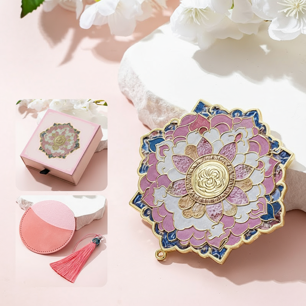Portable Embossed Caisson Hand Mirror | Zen Ara Grove