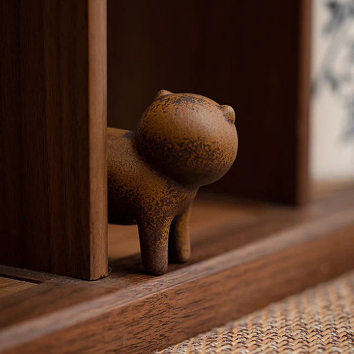 Mini Standing Cat Feng Shui Frog Toad Tea Pet Ceramic Home Desk Figurine Decoration | Zen Ara Grove