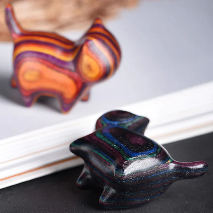 Mini Cat Kitten Colorful Wooden Cute Pet Decoration | Zen Ara Grove
