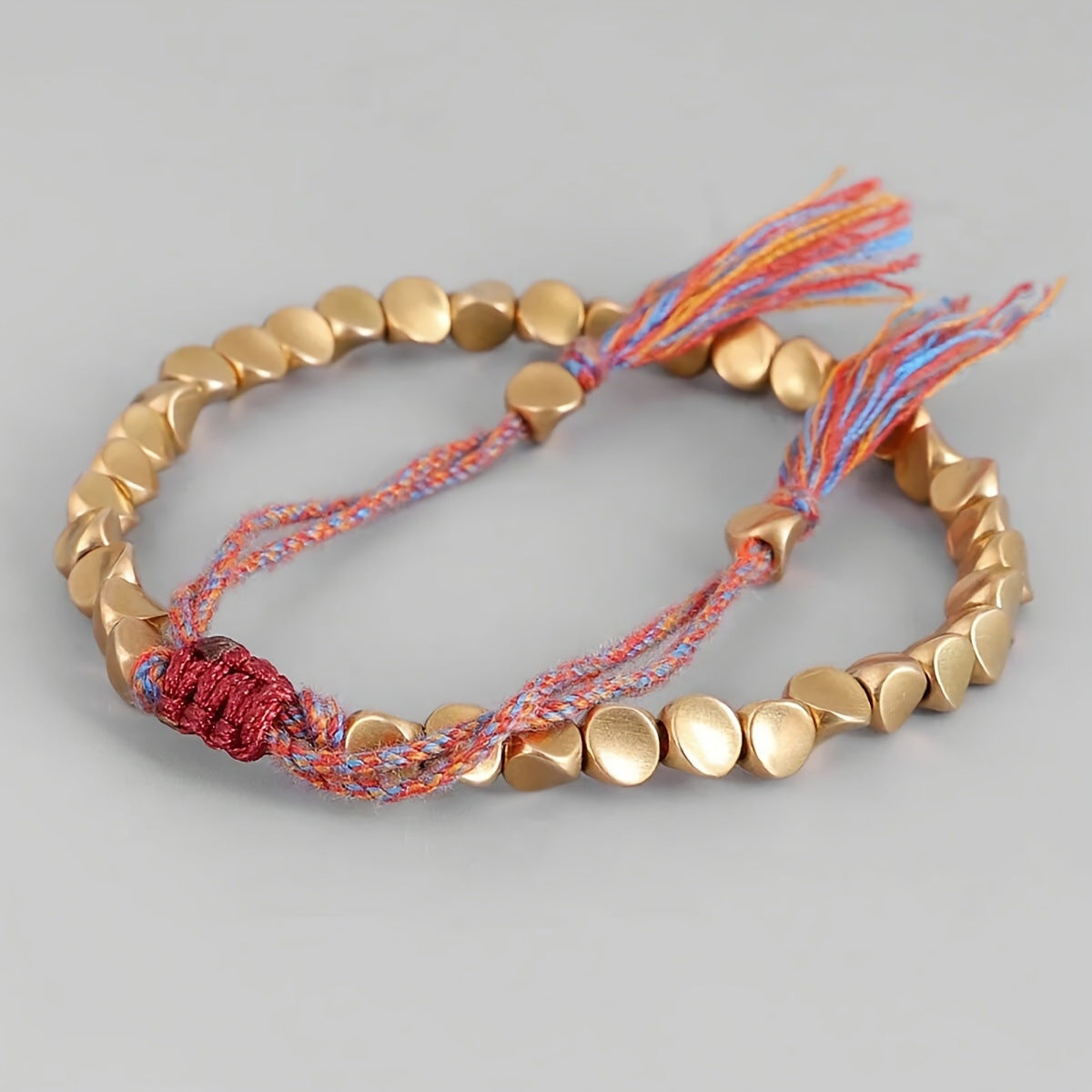 Subtle Zen Threads Bracelet: Mindful Gold & Woven Harmony