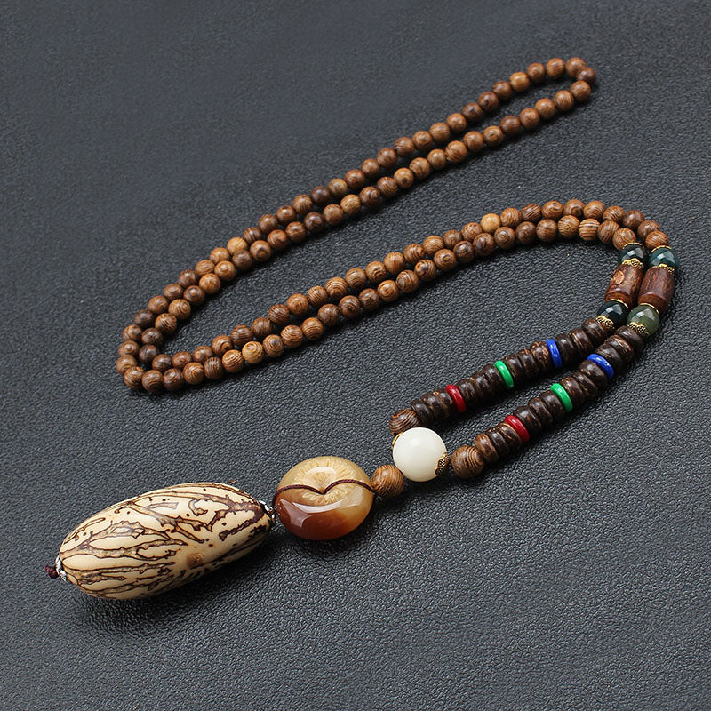 Thousand-Eye Bodhi Peace & Luck Wooden Bead Necklace | Zen Ara Grove