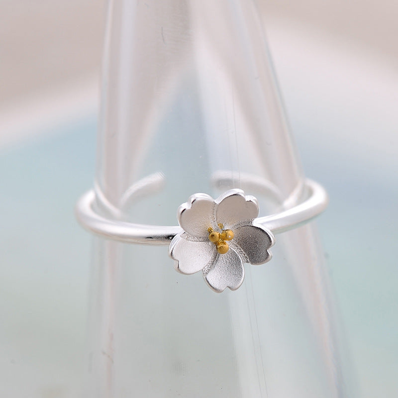 Minimalist Sakura Blossom Ring | Zen Ara Grove
