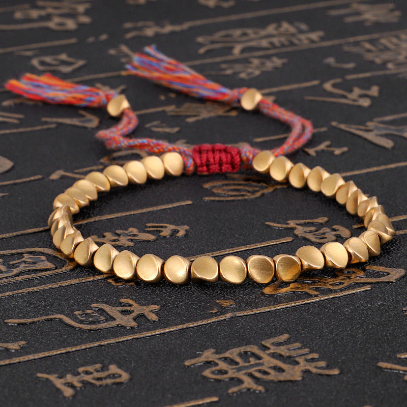 Subtle Zen Threads Bracelet: Mindful Gold & Woven Harmony