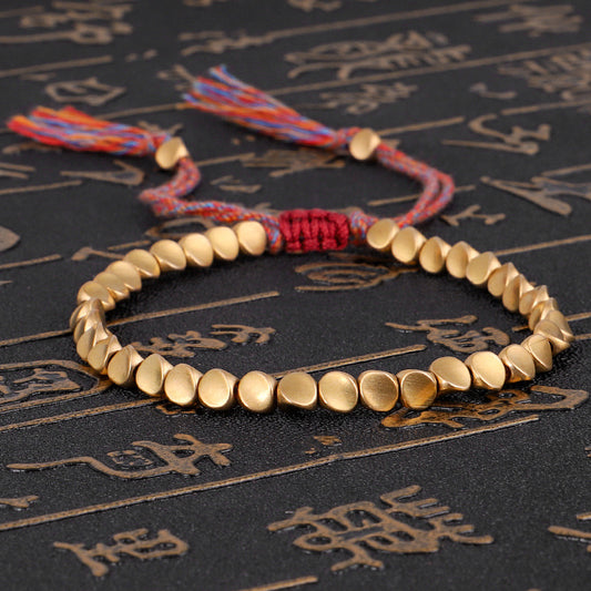 Subtle Zen Threads Bracelet: Mindful Gold & Woven Harmony