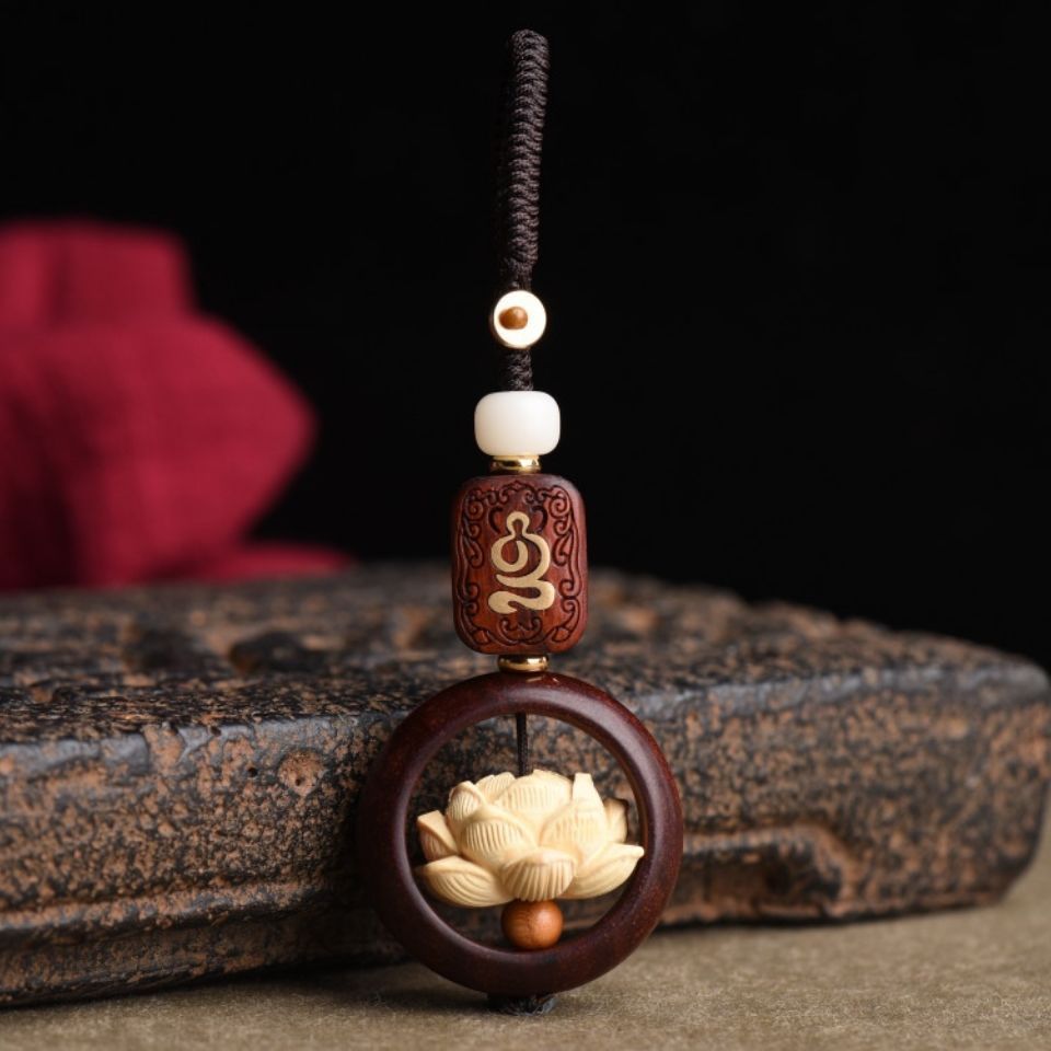 Rotating Lotus Keychain – Rosewood Protection Amulet|Zen Ara Grove